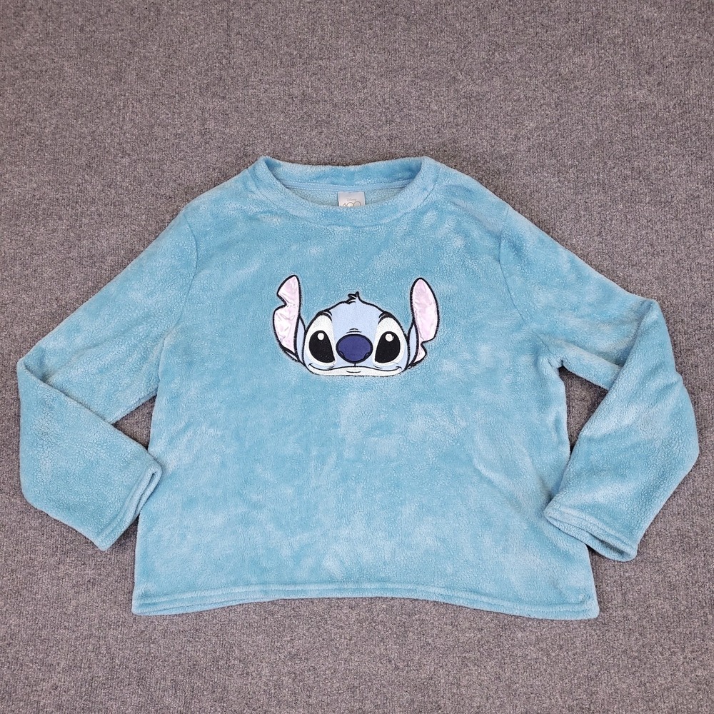 Disney 100 Stitch Plush Fleece Sleepwear Lounge Top Womens 2X Blue‎